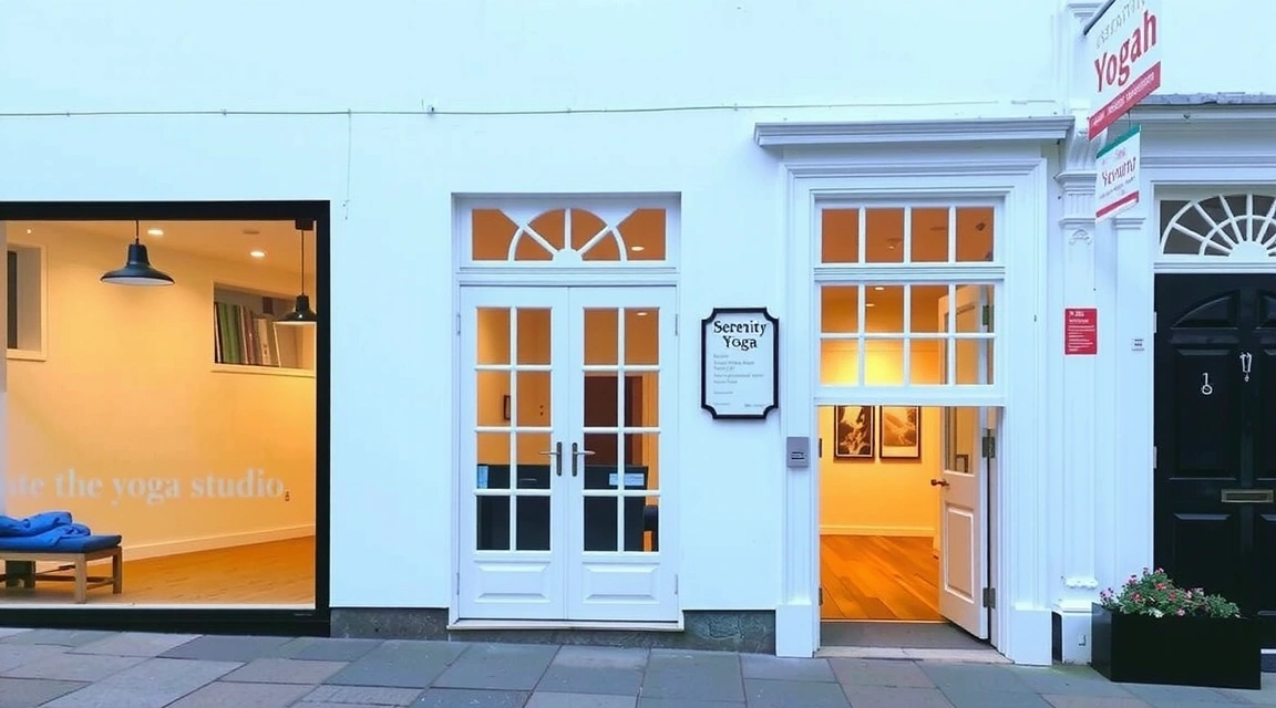 Serenity Yoga studio exterior with a welcoming entrance